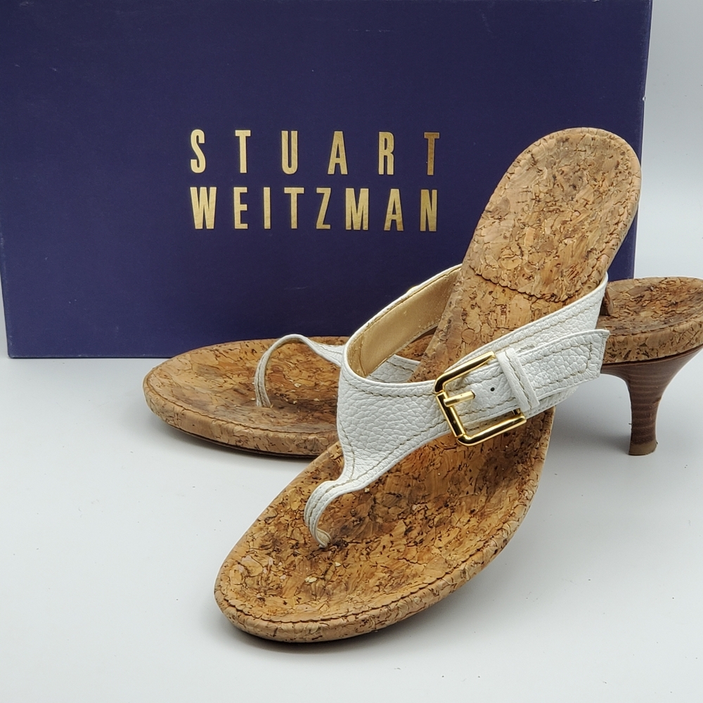 Stuart Weitzman White Thong Sandals 7.5